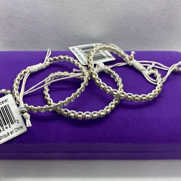 💛 3 Rhinestone & Rope Adjustable Bracelet - Picture 5 of 6
